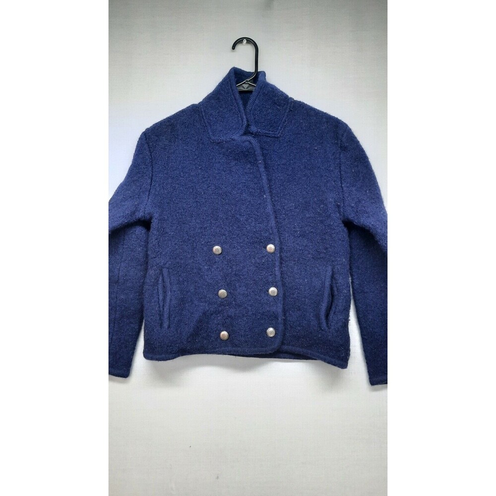 Lands End Women's Size 10 Navy Blue 100% Wool Coat